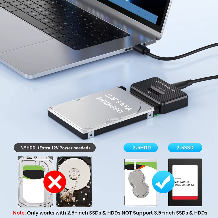 IRhasta SSD-Gehäuse USB 3.0 zu SATA Adapter für 2,5 Zoll HDD und M.2 NVMe SSD in Schwarz - Bild 4
