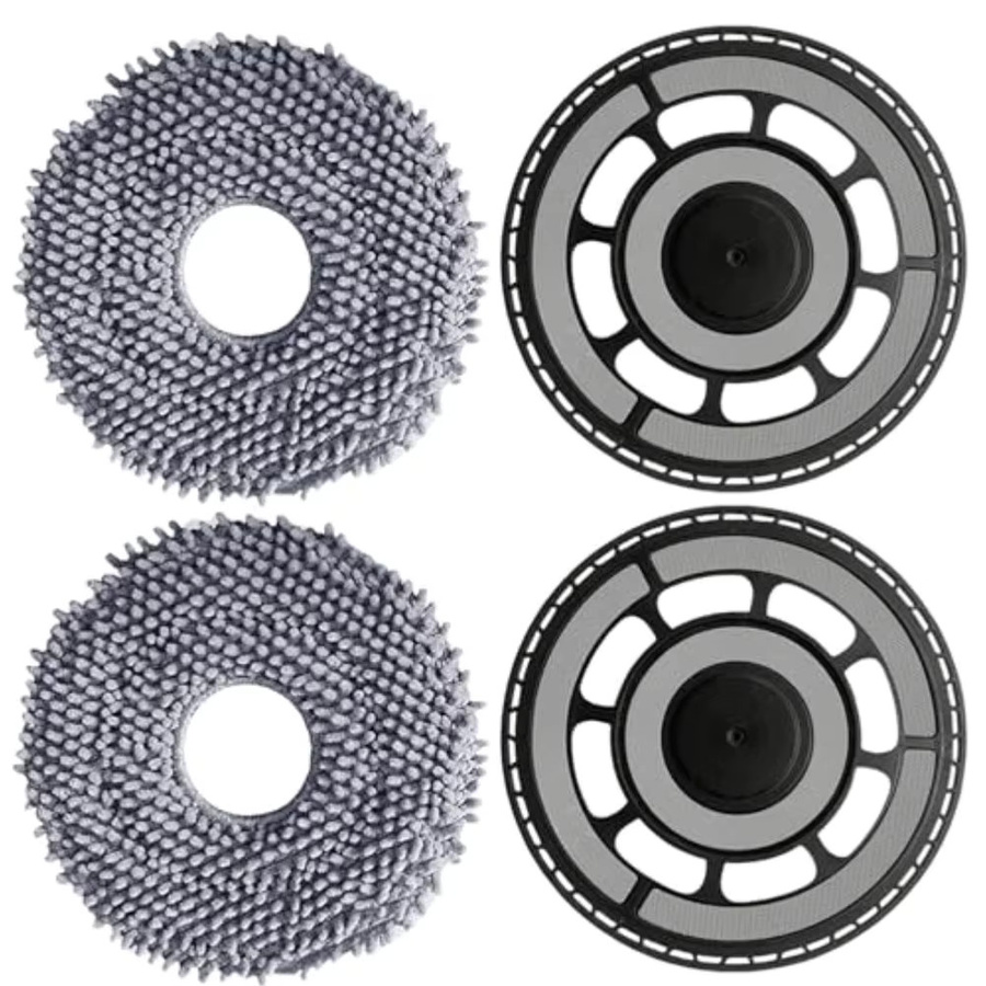 Roborock Ersatz-Mopphalterung und Mikrofaser-Wischpads in Grau für Qrevo S5V Edge Curv S5X Roboter-Staubsauger, Set mit 2 Halterungen und 2 Pads - Bild 2