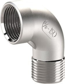 Riegler Winkelstück 90 Grad IG/AG Rp 1/4 R 1/4 aus Edelstahl in Silber - Bild 1