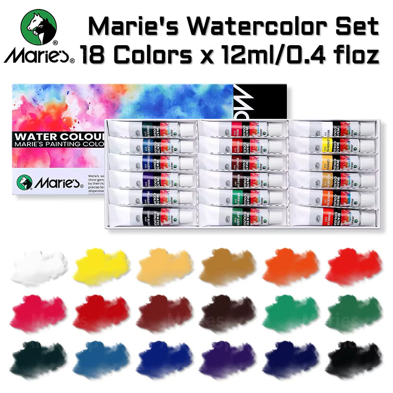 Marie's Art Aquarellfarben-Set mit 23 Farben und 5 Pinseln, Mehrfarbig, 12 ml pro Farbe - Bild 5