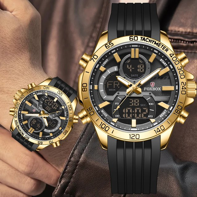 FOXBOX Chronograph, Quarz, Gold, Bicolor, Schwarz, Herren - Bild 1