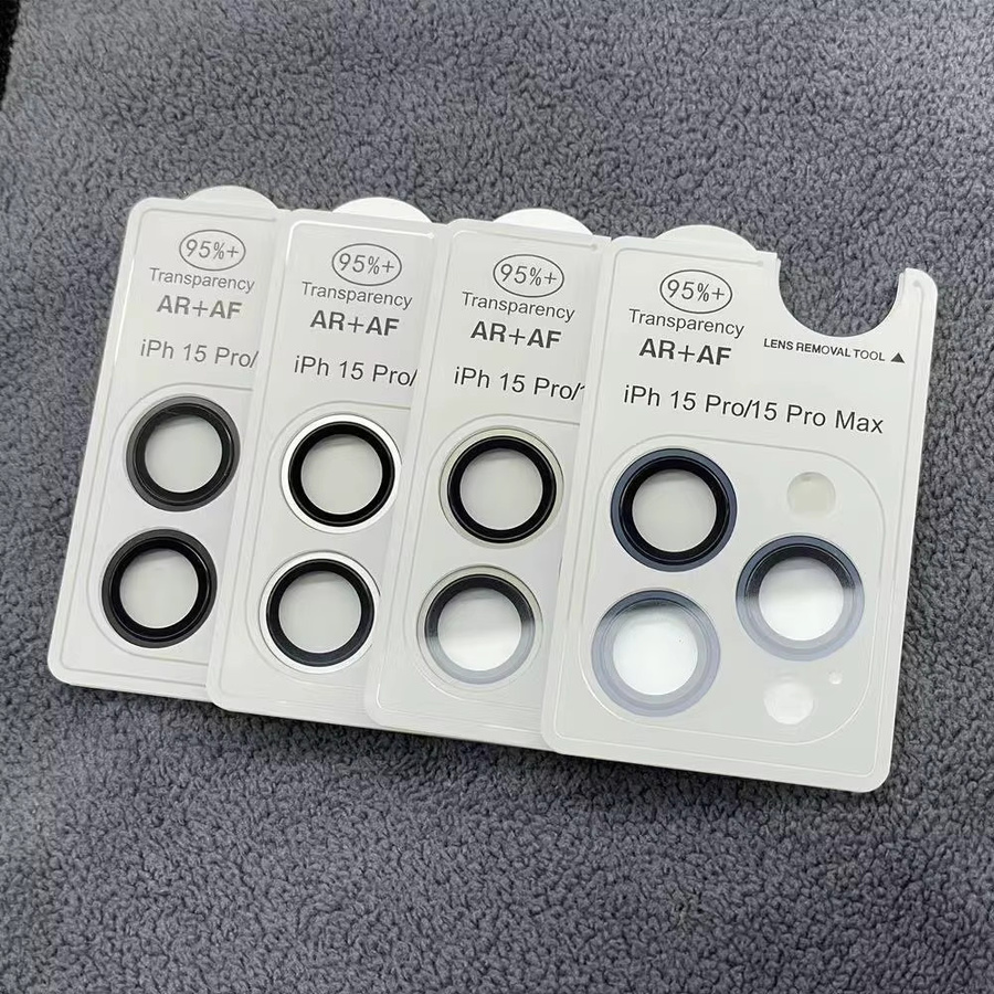 Set aus 2 oder 3 Objektivschutzgläsern aus gehärtetem Glas für iPhone 16 15 14 13 12 11 Pro Max Plus Mini in Gold und Transparent - Bild 4