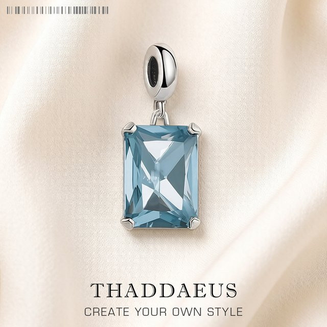 Thaddaeus Charm-Anhänger 925 Silber, blauer Kristall, Damen - Bild 1