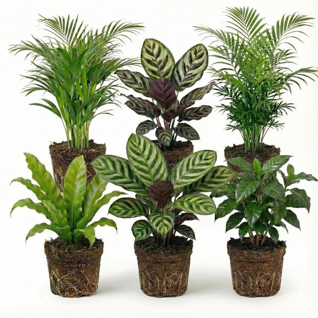 Vdvelde Luftreinigende Zimmerpflanzen Set, 6 Stück, Grün, Durchmesser: 12 cm, Höhe: 35 cm - Bild 1