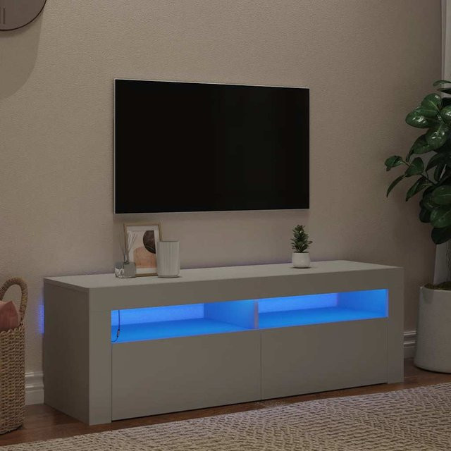 vidaXL TV-Schrank in Weiß mit integrierter LED-Beleuchtung und Medienfächern, B/T/H: 120 x 35 x 40 cm - Bild 1