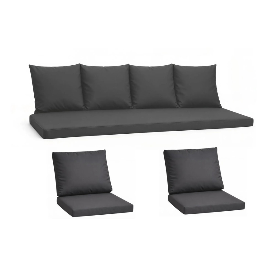Setgarden Komfort Set Gartenloungekissen für Technorattan-Möbel in Anthrazit, bestehend aus Sofa-Kissen B: 150 cm, T: 60 cm und 1 Sesselkissen - Bild 2