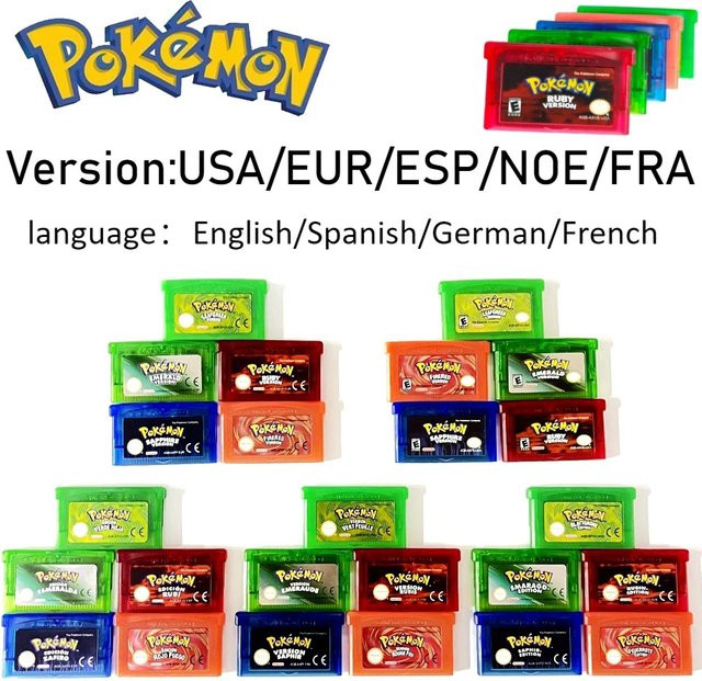 Nintendo Game Boy Advance GBA Spielkassette Pokemon Emerald FireRed LeafGreen Ruby Sapphire Rollenspiel Modul mit Shiny Label - Bild 1