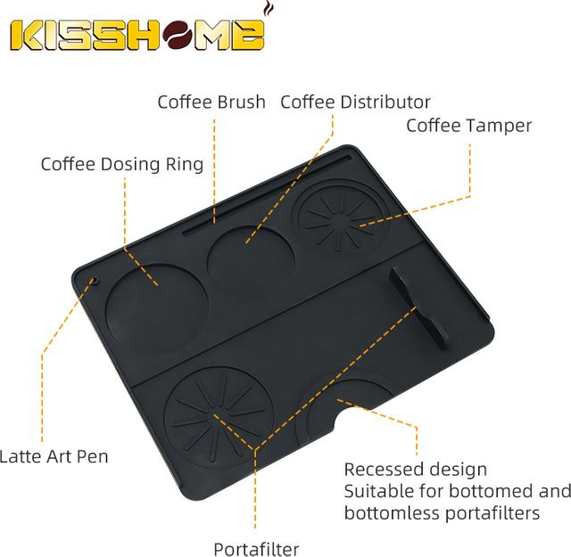 Kisshome Espresso Tamper Station Silikon Matte Schwarz für 51mm 54mm 58mm Siebträger - Bild 1