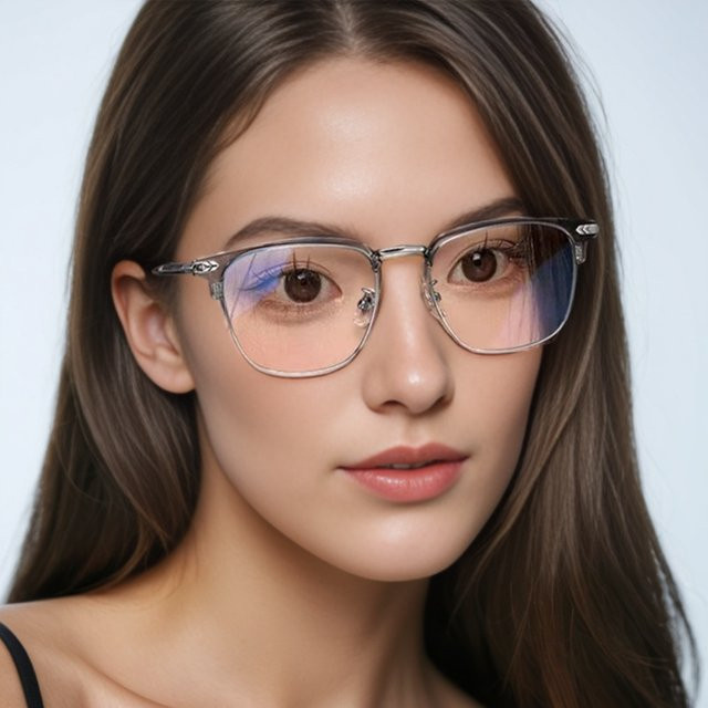 Korrektionsbrille, Metall, Vollrand, Square, transparent, silver, Unisex - Bild 1