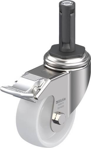 Blickle Lenkrolle mit Feststeller LKRXA-PO 80G-11-FI-EXR12 aus Edelstahl in Weiß, Rad-Durchmesser: 80 mm, Tragfähigkeit: 120 kg - Bild 1