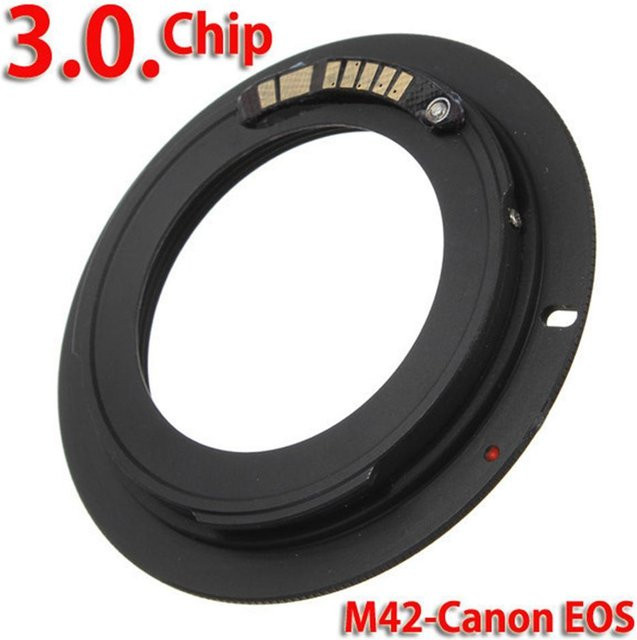 Canon M42-EOS 3.0 Chip Objektiv Adapter Ring für Canon EOS EF Mount in Schwarz - Bild 1