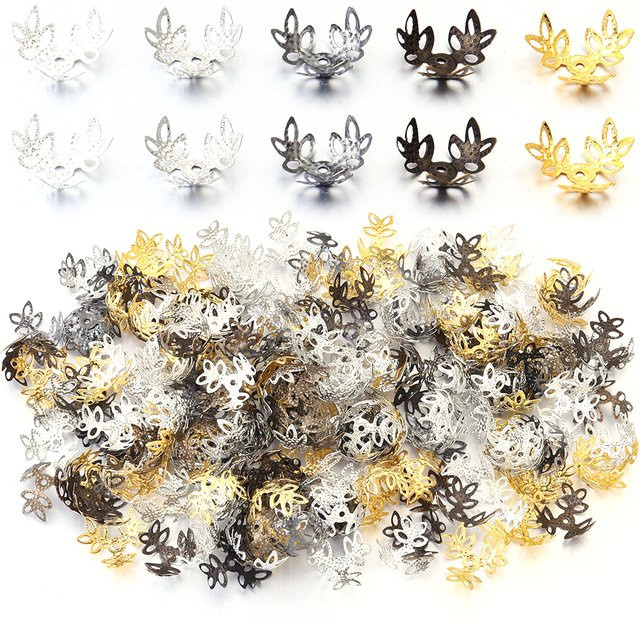 louleur Blumenperlenkappen Eisen, Blumen Spacer, Unisex - Bild 1