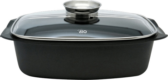 Elo Alucast Bräter rechteckig aus Aluminium mit Glasdeckel, Schwarz, Breite: 32 cm - Bild 1