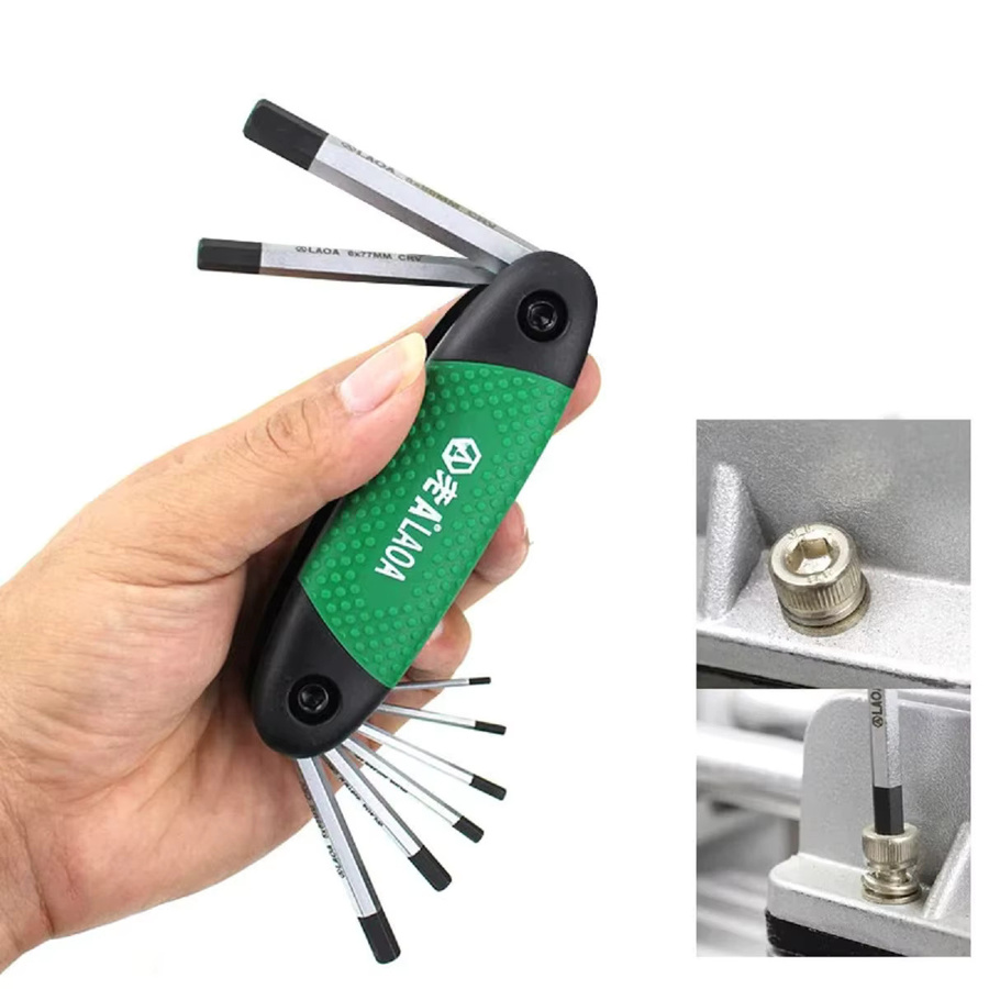 LAOA 8-teiliger faltbarer Sechskant-Inbusschlüsselsatz aus Chrom-Vanadium, 1,5-8mm, rostfreies Reparaturwerkzeug für Fahrrad und Auto - Bild 2