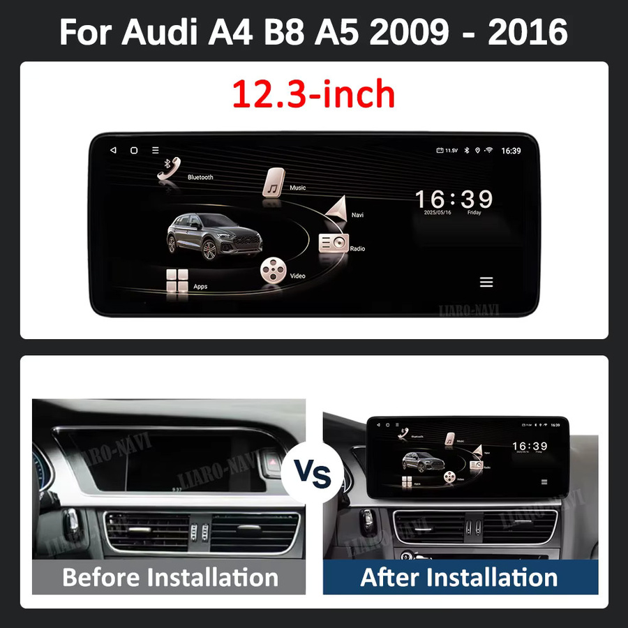 LIARO-NAVI Multimedia-Player für Audi A4 B8 und A5 (2009 - 2016) mit 12,3 Zoll Display, Android 16, Wireless CarPlay, GPS, WiFi, Bluetooth und 4G in Schwarz - Bild 6