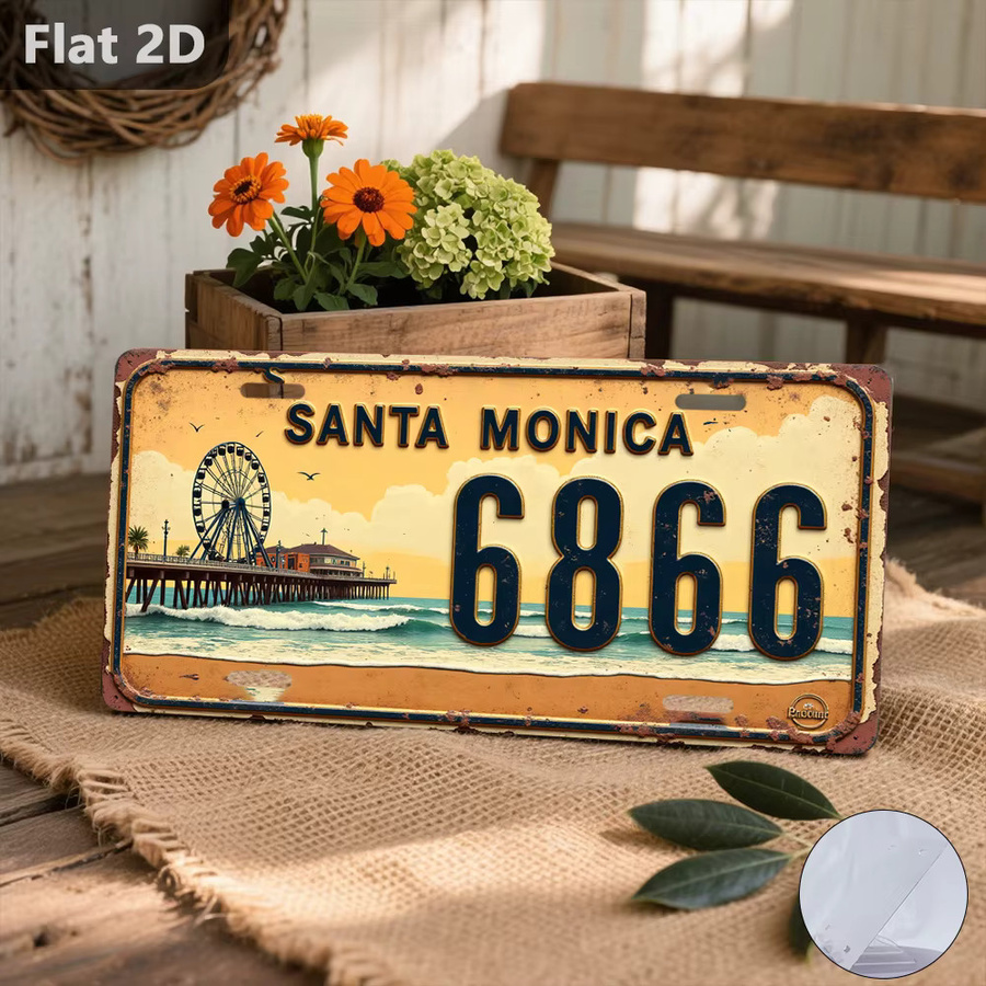 CIFBUY Retro Santa Monica Pier Metallschild Wanddekoration mit Riesenrad Motiv, Mehrfarbig, Breite: 30,48 cm, Höhe: 15 cm - Bild 5