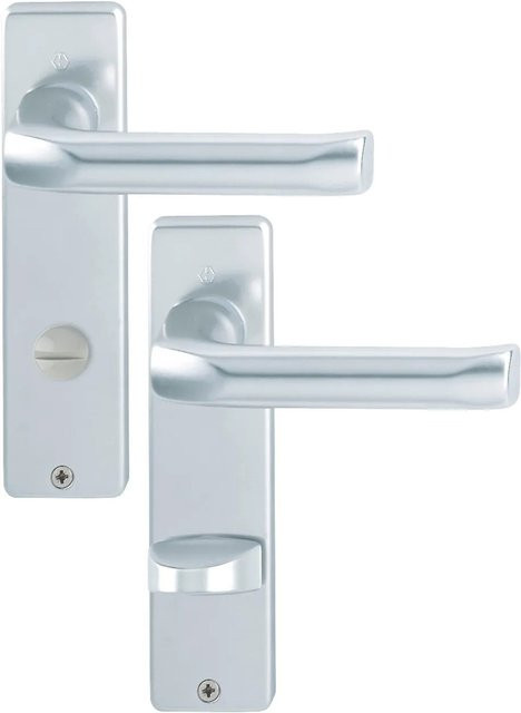 Hoppe Bad- und WC-Kurzschild-Garnitur London in Aluminium Natur/Silber mit Schraubbefestigung - Bild 1