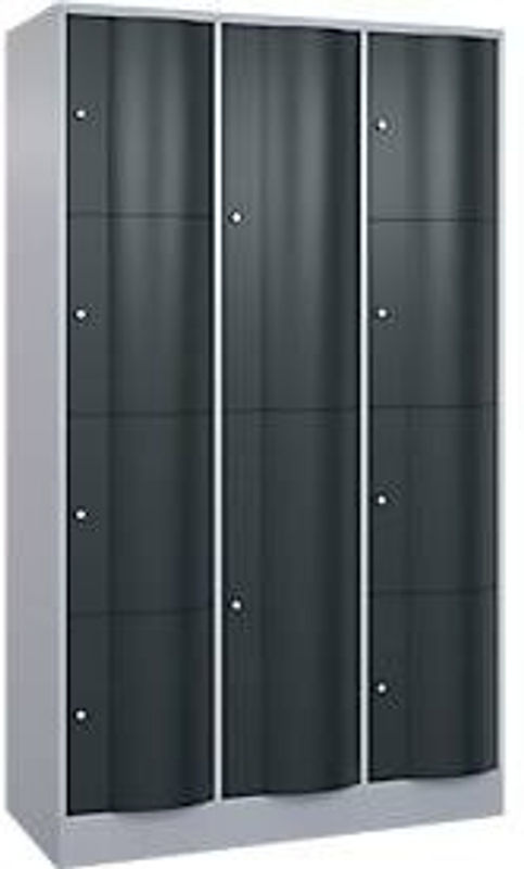 C+P Kombi-Schließfachschrank Resisto mit 3 Abteilen und 10 Fächern, Weißaluminium/Anthrazitgrau, B/T/H: 114,8 x 54,0 x 195,0 cm - Bild 2