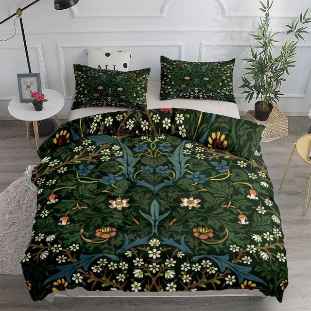 Lodestar Bettwäsche-Set William Morris Design in Grün mit floralem Art Nouveau Muster, B/H: 135 x 200 cm - Bild 1