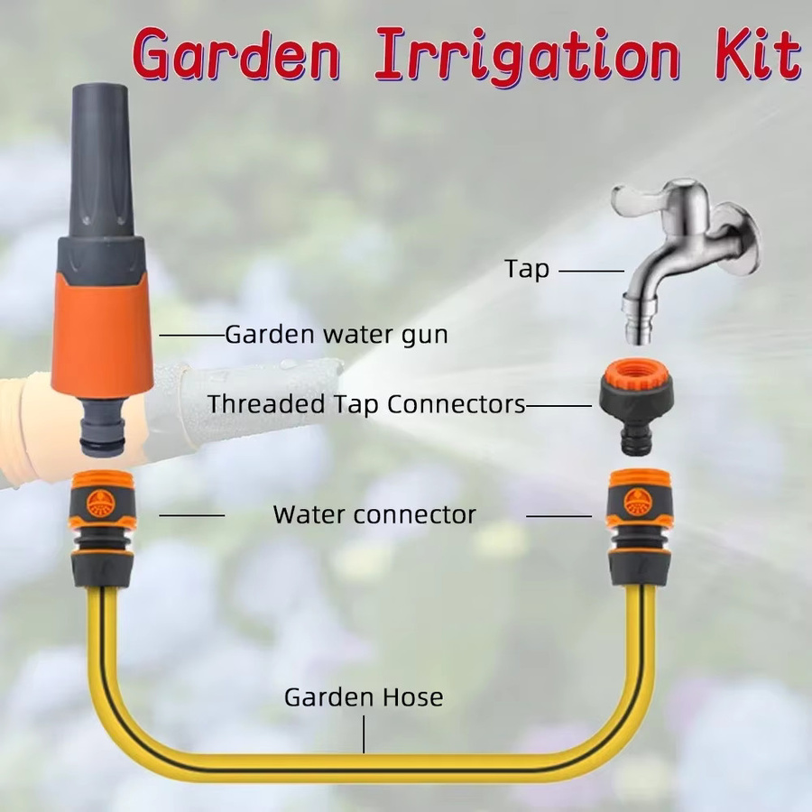 Verstellbare Gartenschlauchdüse als Wassersprühpistole mit 1/2-Zoll-Schnellkupplungsadapter-Set für die Bewässerung und Autowäsche - Bild 3