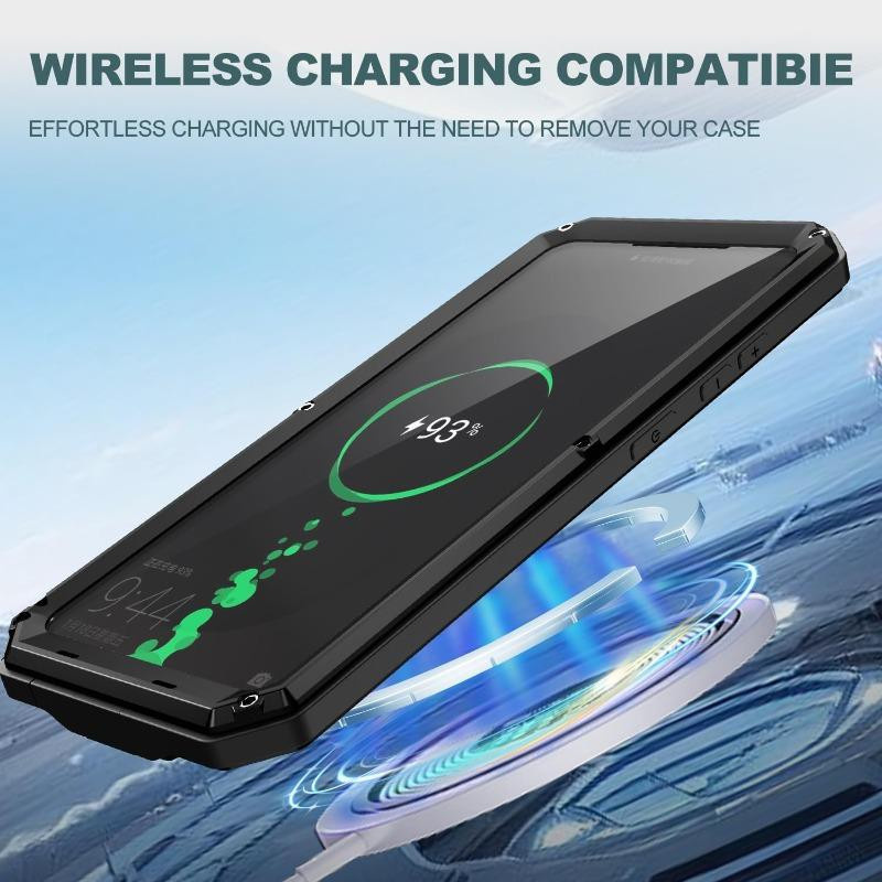 Robuste 360 Grad Schutzhülle aus Metall für Samsung Galaxy S24 Ultra und S23 Ultra in Schwarz - Bild 3