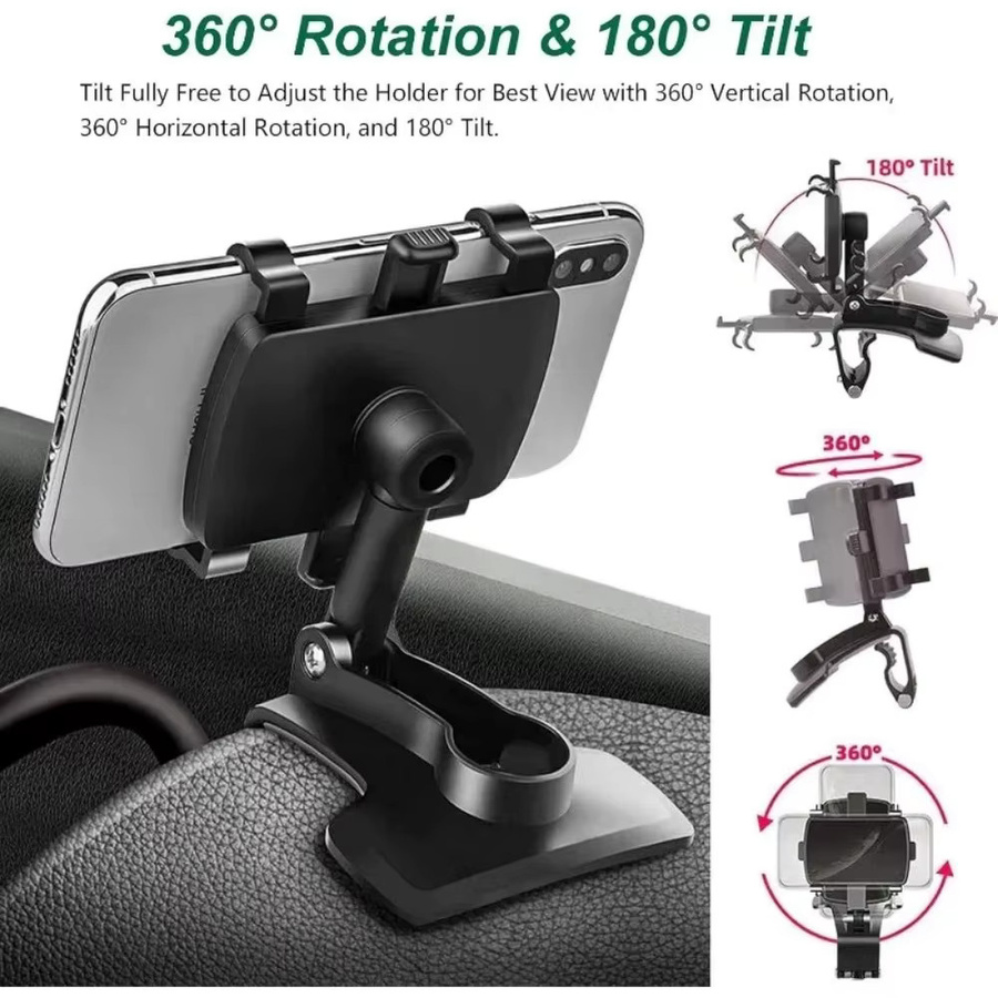Drehbarer Handyhalter für das Armaturenbrett in Schwarz, 360-Grad-Rotation, passend für Handys von 4 bis 7 Zoll - Bild 6