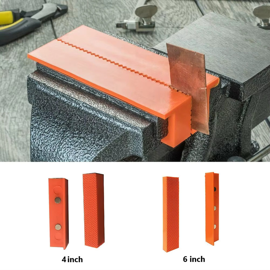 DAZZLEEX 2er Set Magnetische Weiche Schraubstock Backen Pads in Orange für 4, 5 oder 6 Zoll Universal Schutzabdeckungen für Metall und Werkzeuge - Bild 2