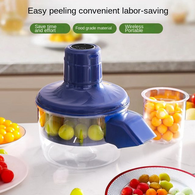 Elektrischer Obstschäler von CREAROMA in Blau, wiederaufladbare tragbare Schälmaschine für Trauben, Tomaten und Knoblauch aus Kunststoff - Bild 1