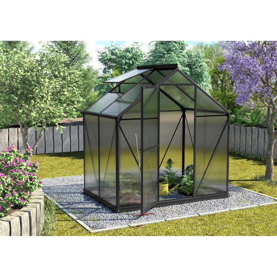 Vitavia Gewächshaus Triton 2500 Schwarz 2,5 m² inkl. Stahlfundament und 6 mm HKP-Verglasung - Bild 3