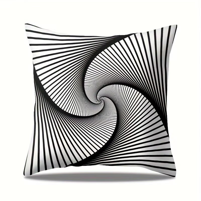 DUTRIEUX Kissenbezug mit modernem geometrischem Design in Schwarz-Weiß, gestreift und gepunktet, quadratisch, B/B: 45 x 45 cm - Bild 2