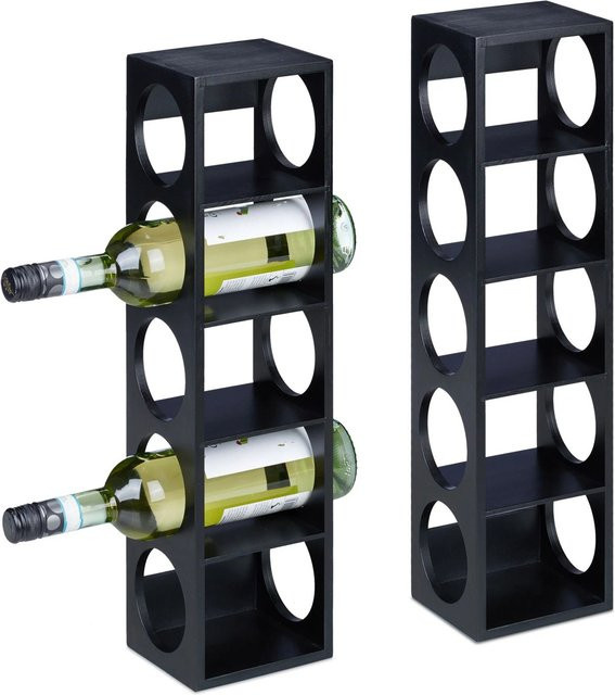 Relaxdays Weinregal aus Bambus in Schwarz, 2er Set, B/T/H: 53 x 14 x 12 cm - Bild 1