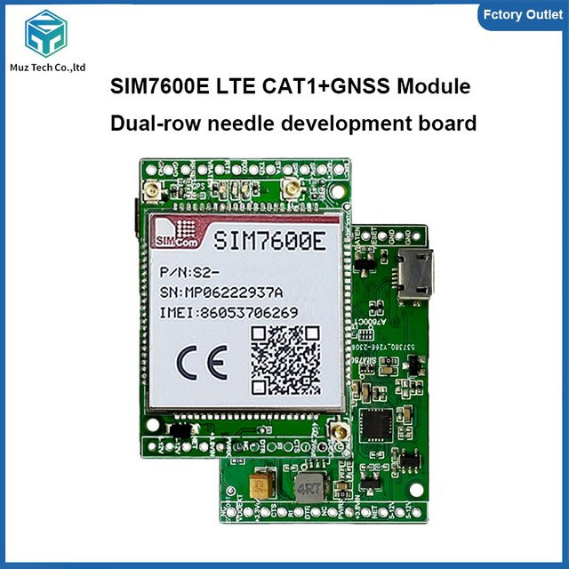 SIMCom SIM7600E 4G LTE CAT1+GNSS Modul-Entwicklungskit mit Antenne, Doppelreihiges Nadelkern-Board, Grün - Bild 1