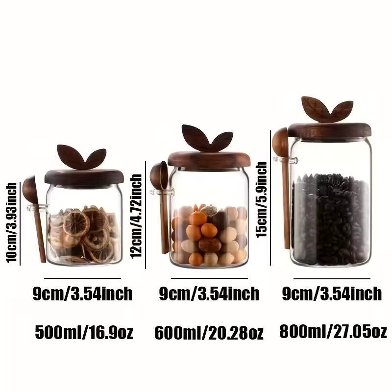 JUSTINLAU Luftdichter Glaskanister mit Löffel, transparenter Lebensmittelbehälter für Gewürze und Kaffeebohnen, Set aus Glas - Bild 6