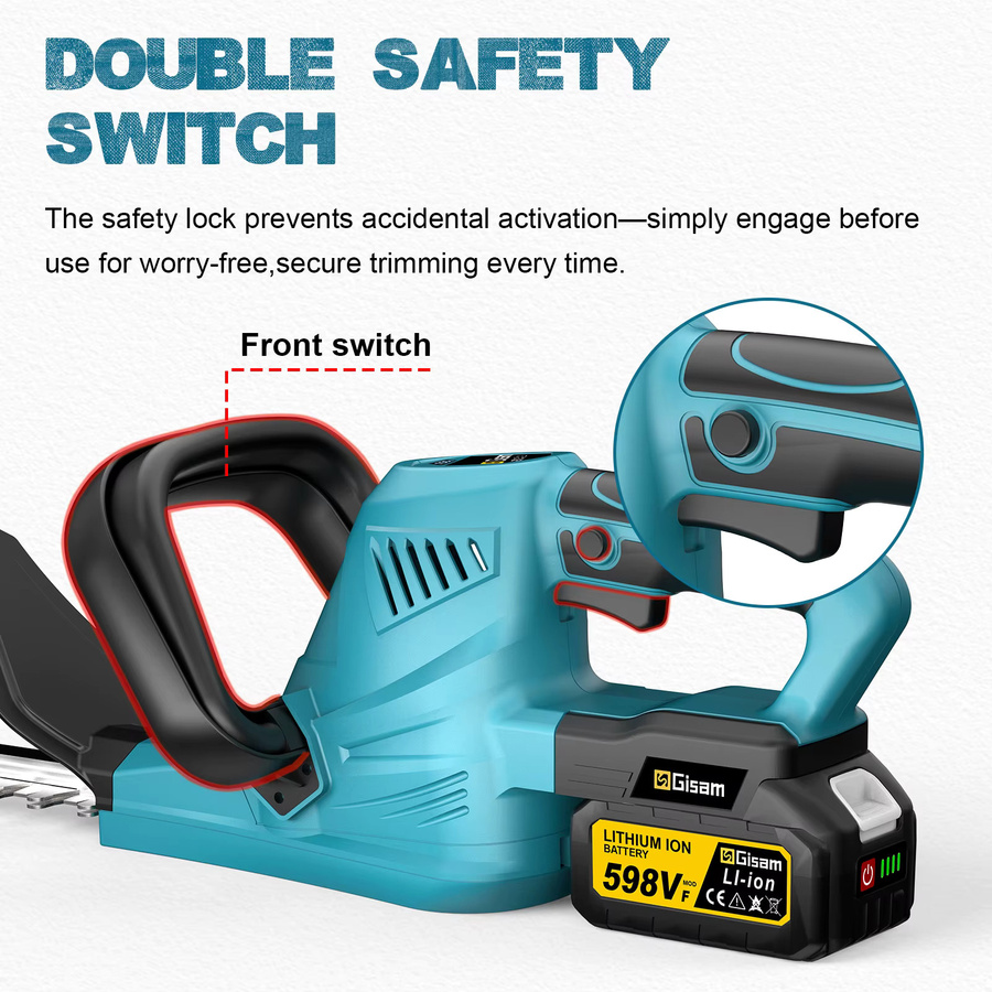 Gisam Elektrische Heckenschere 2000W Kabellose Gartenschere für Makita 18V Akku mit 7200SPM für die Landschaftspflege - Bild 5