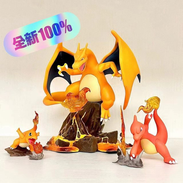 Bandai Pokémon Charmander Charmeleon Charizard Evolution Group Figuren, 3-teiliges Set - Bild 1