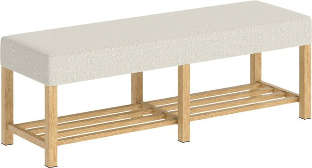 HOMCOM Schuhbank mit Sitzfläche und Stauraum in Cremeweiß, Skandinavisches Design, B/T/H: 140 x 44 x 48 cm - Bild 1