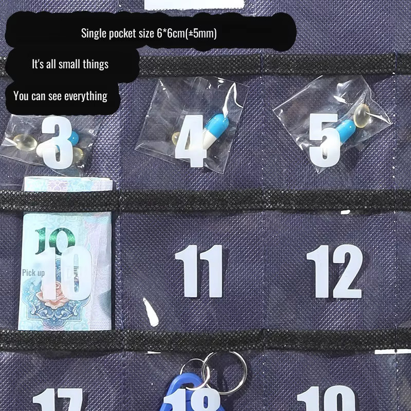 Schwarze Vlies-Aufbewahrungstasche zum Aufhängen an der Wand für Kalender, Schmuck und Kleinteile - Bild 3