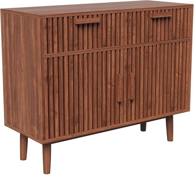 PXloue Sideboard mit Schubladen in Holzoptik, Farbe Braun, B/T/H: 100 x 35 x 80 cm - Bild 1