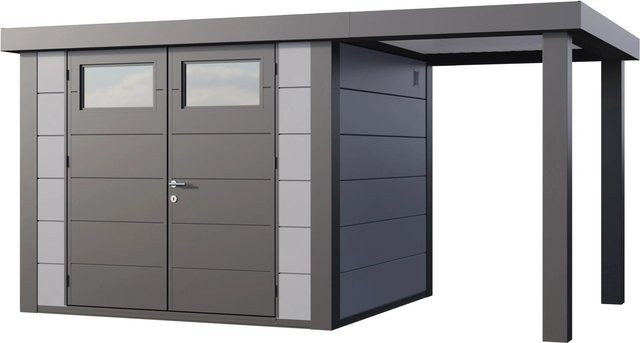 Telluria Gerätehaus Classico mit offener Lounge S Rechts in Hellgrau, B/T/H: 456 x 258 x 219 cm - Bild 1