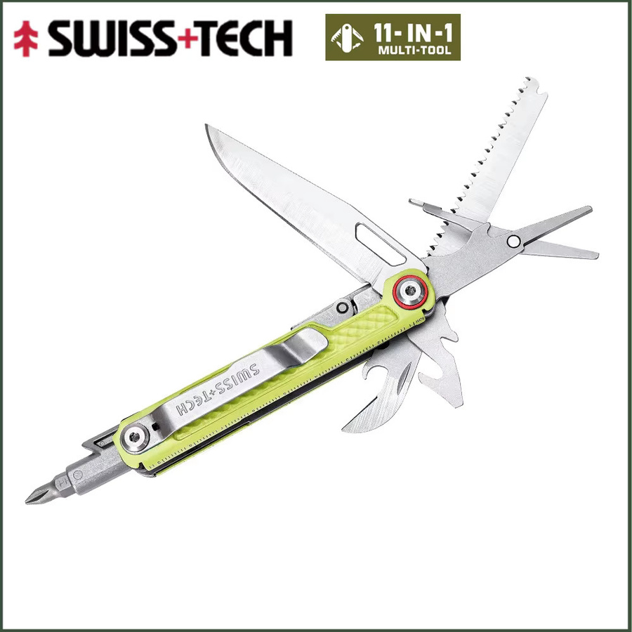 SWISS TECH 11-in-1 Multitool EDC Outdoor-Survival Multifunktionswerkzeug in Silber - Bild 1