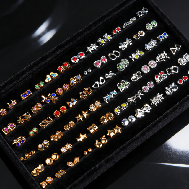Ohrringe Strass, Geometrische Blumen Herz Stern, Damen - Bild 1