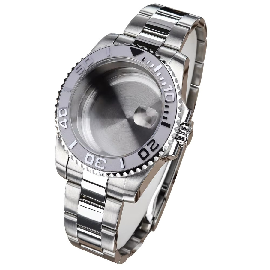 FEIYASHI Uhrengehäuse mit Armband, Edelstahl, Saphir, Silber, 40 mm - Bild 2