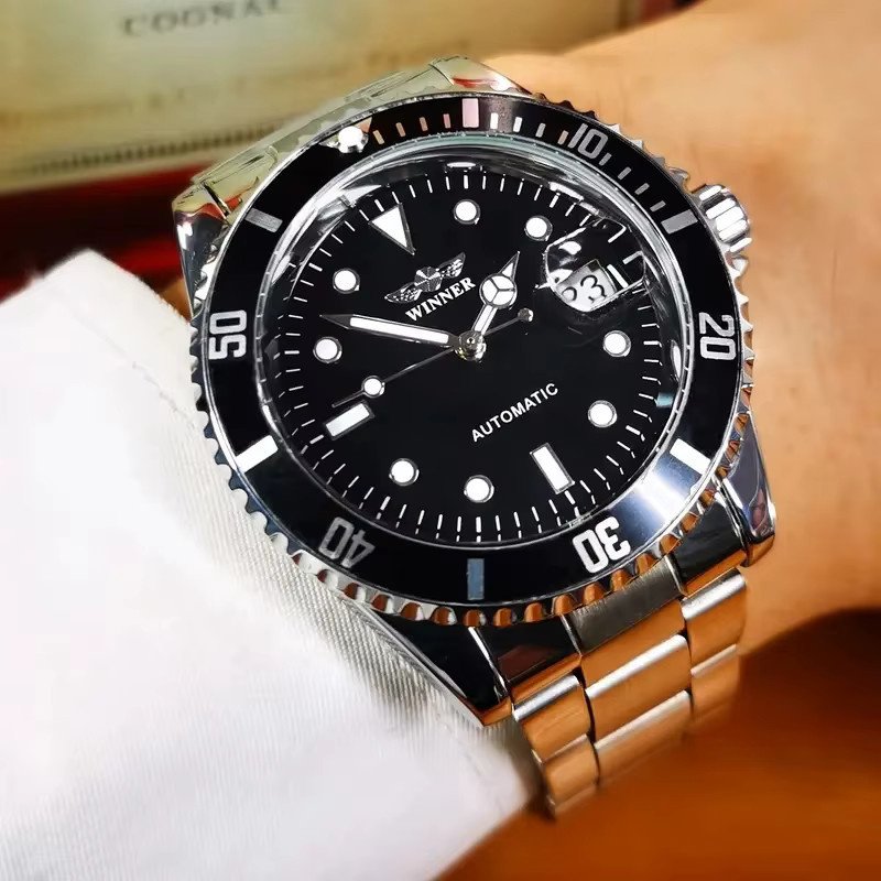 FORSINING Armbanduhr, Skelett-Automatikuhr, Edelstahl, Schwarz, Herren - Bild 2
