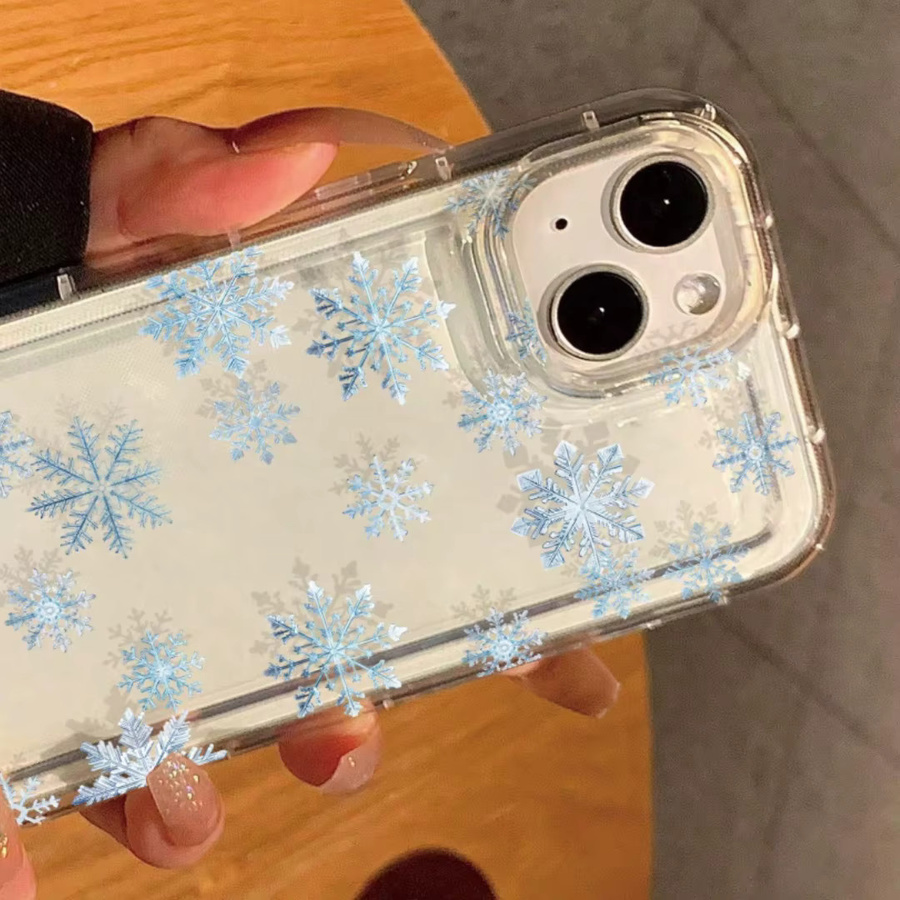 Transparente TPU-Handyhülle mit blauem Schneeflockenmuster für Apple iPhone Modelle - Bild 4