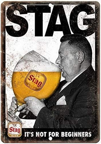 Wisesign Retro Metall-Blechschild Stag Bier Wanddekoration für Bar und Pub, B: 20,0 cm, H: 14,0 cm, Mehrfarbig - Bild 1