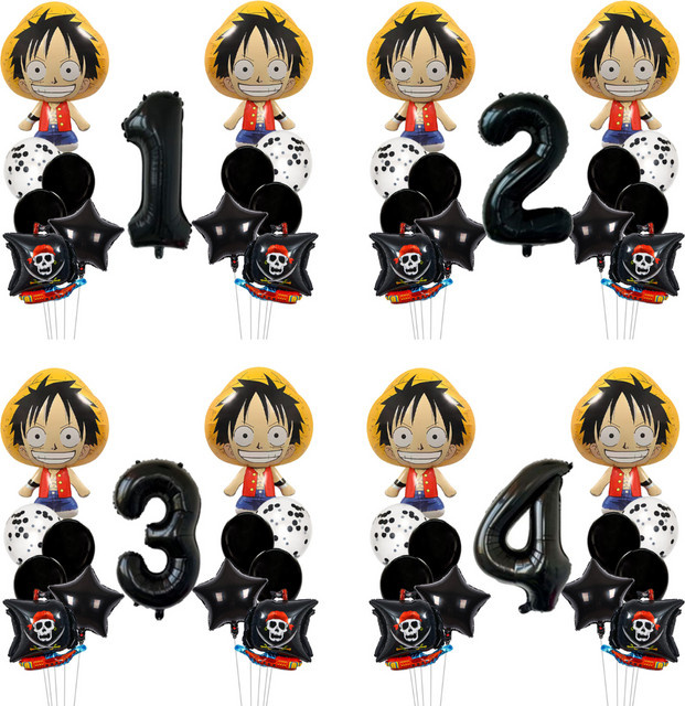 One Piece Geburtstagsballons-Set mit Luffy Folienballons und Zahlenballons von Bandai in Mehrfarbig - Bild 1