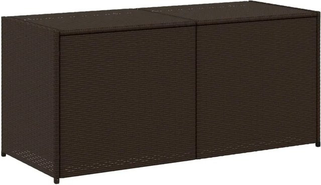 Gartentruhe Furnicato aus Poly Rattan in Braun mit 283l Volumen und pulverbeschichtetem Stahlgestell - Bild 1