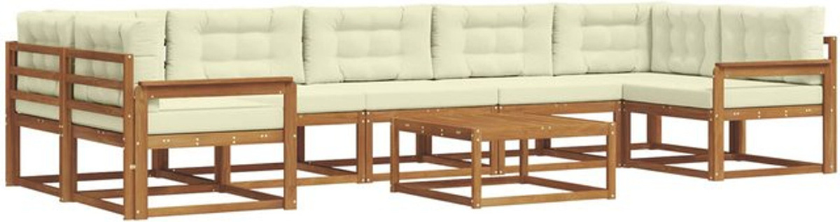Modernes Outdoor-Sofagarnitur Set aus Akazie mit 8-teiligen Kissen in Natur und Beige von vidaXL - Bild 1
