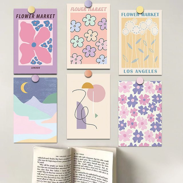 20 Stück Vintage Dänische Pastell Poster Aufkleber in Multicolour für DIY Wanddekoration und Fotokarten-Alben - Bild 1