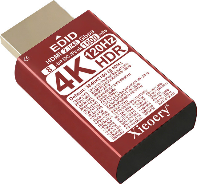 xieoery HDMI 2.1 4K UHD EDID Emulator Dummy-Stecker mit 120Hz, HDR und 1600 Nits Spitzenhelligkeit, 3840x2160@120Hz - Bild 1